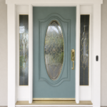 Paintmasters refinished this front modern-cottage door with Benjamin Moore Quiet Moments.