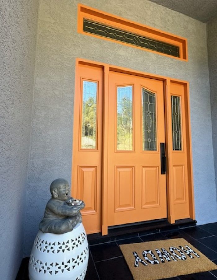 Modern Exterior Paint with Orange Door for House in Oakland CA