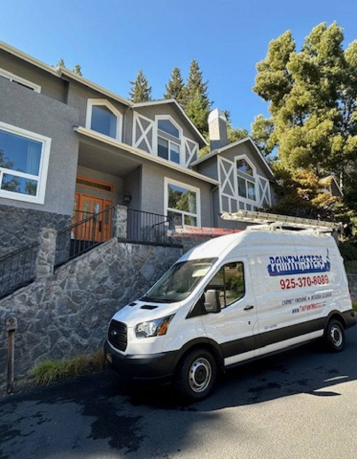 Modern Exterior Paint with Orange Door for House in Oakland CA