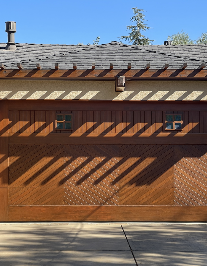 Herringbone Style Wood Garage Door in Pleasant Hill - Finish and Stain by Paintmasters